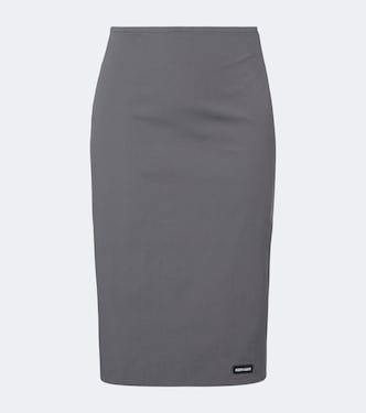 Cotton-blend poplin pencil skirt | Miu Miu