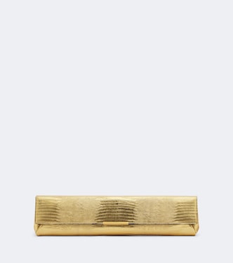 Croc-effect metallic leather clutch | Balmain