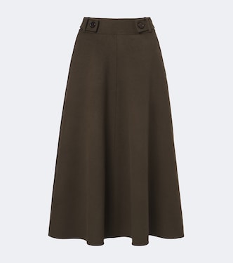 Doublé wool and cashmere midi skirt | Lisa Yang