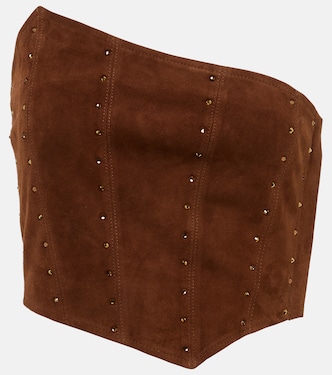 Top asimmetrico in suede senza spalline | Alessandra Rich