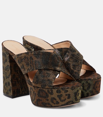 Leopard-print lamé platform mules | Gianvito Rossi