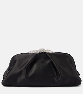 Very Bow Tie embellished satin clutch | Aquazzura
