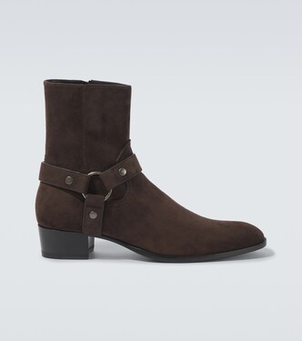 Wyatt Harness 40 suede biker boots | Saint Laurent