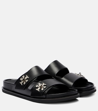 Turnlock leather slides | Tory Burch