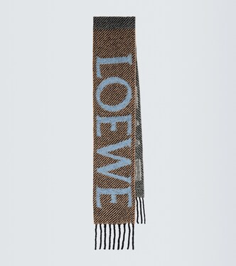 Fringed logo alpaca and wool-blend scarf | Loewe