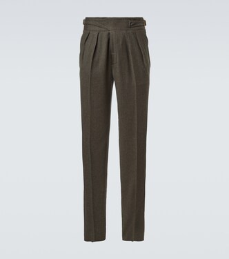Manny wool flannel tapered pants | Rubinacci