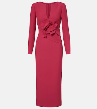 Floral-appliqué crêpe midi dress | Roland Mouret
