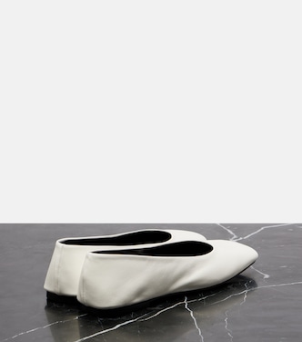 Square leather ballet flats in white - The Row | Mytheresa