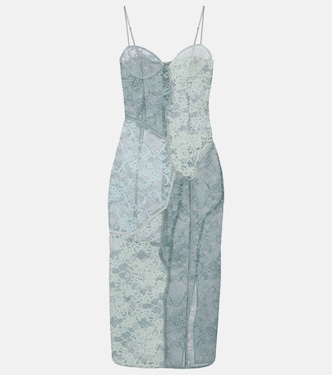 Paneled cotton-blend lace midi dress | Acne Studios