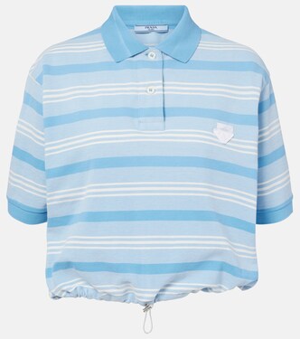 Striped cropped cotton piqué polo shirt | Prada