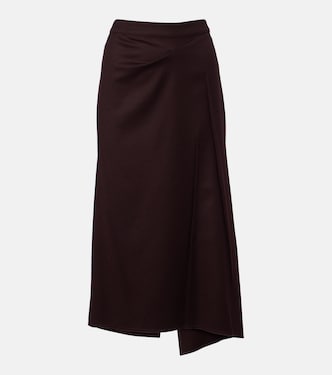 Falda midi de lana virgen drapeada | Victoria Beckham
