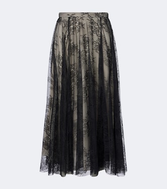 Pleated floral lace midi skirt | Erdem