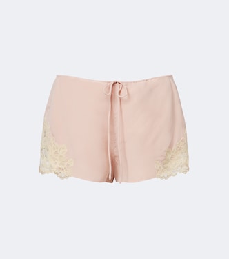 Elia lace-trimmed crêpe de chine shorts | De La Vali