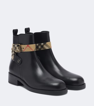 Huntley Burberry Check leather ankle boots  | Burberry