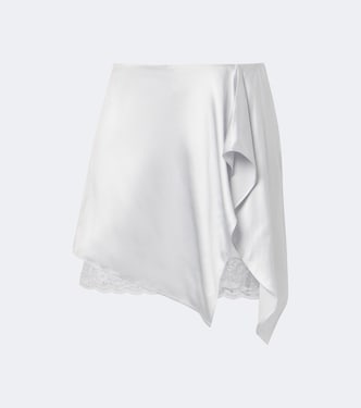 Layered lace-trimmed satin miniskirt | Acne Studios