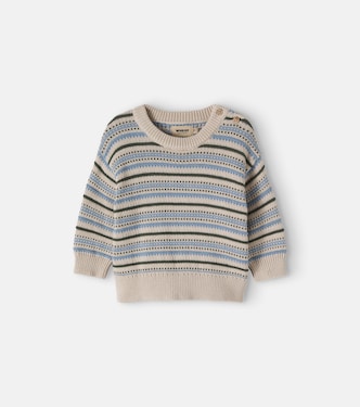 Baby Harlow striped jacquard cotton sweater | Wheat
