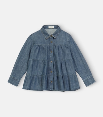 Tiered denim blouse | Brunello Cucinelli Kids