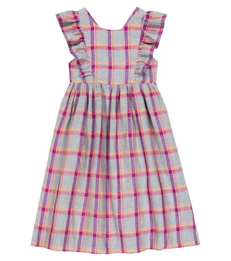 Carole checked linen dress | Bonpoint