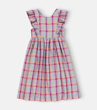Carole checked linen dress | Bonpoint