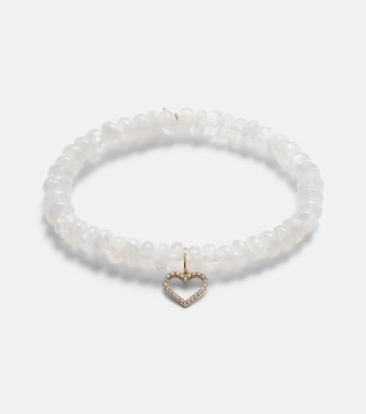 14kt gold and moonstone bracelet with diamonds | Sydney Evan