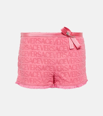 x Dua Lipa Versace Allover cotton terry shorts | Versace