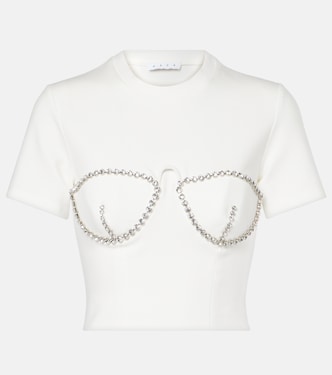 Crystal-embellished jersey crop top | Area