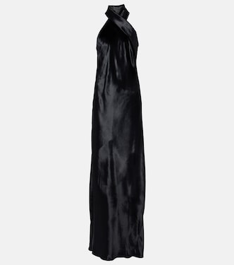 Pandora halterneck satin gown | Galvan