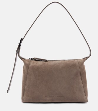 Duo Small suede shoulder bag | Brunello Cucinelli
