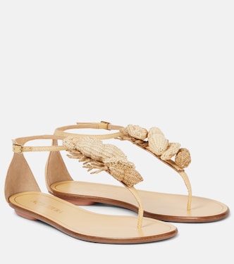 Sandali infradito Marea in pelle con rafia | Aquazzura