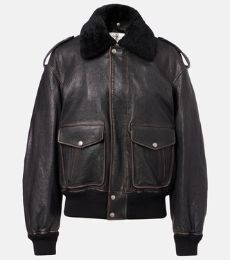 Shearling-trimmed leather jacket | Saint Laurent