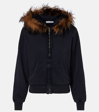 Shearling-trimmed cotton jersey hoodie | Acne Studios