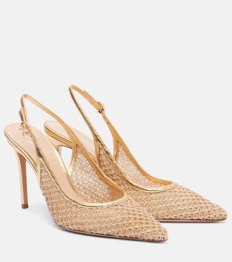 Itaca 95 leather-trimmed slingback pumps | Gianvito Rossi