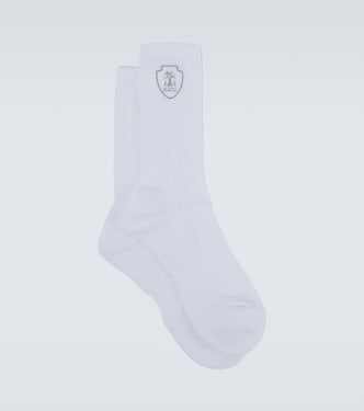 Chaussettes en coton mélangé à logo | Brunello Cucinelli