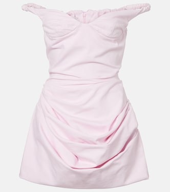 Gathered off-shoulder denim minidress | Magda Butrym