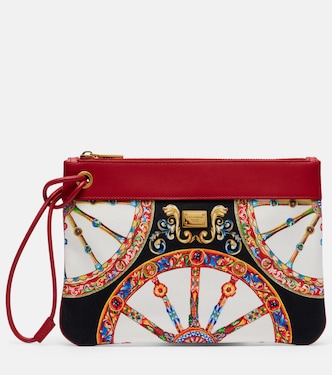Small printed leather-trimmed canvas pouch | Dolce&Gabbana