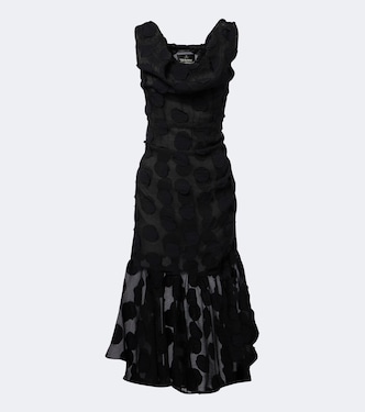 Gennie Frill draped polka-dot crêpe midi dress | Vivienne Westwood