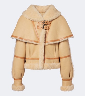 Caped shearling-trimmed jacket | Chloé