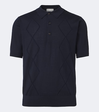 Argyle open-knit wool polo shirt | Dries Van Noten