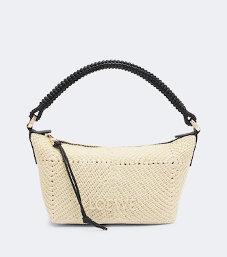 Cala Mini leather-trimmed raffia top-handle bag | Loewe