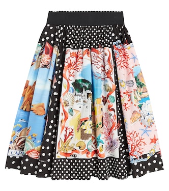 Capri printed cotton poplin skirt | Dolce&Gabbana Kids