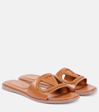 VLogo cutout leather slides | Valentino Garavani
