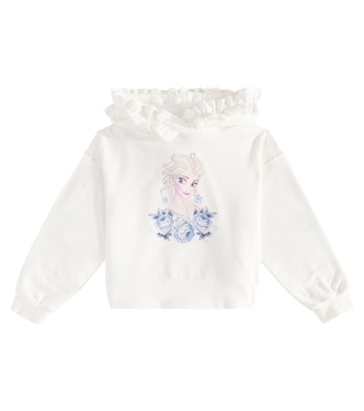 Ruched cotton-blend hoodie | Monnalisa