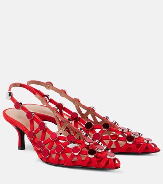 Grid 50 embellished leather slingback pumps | The Attico