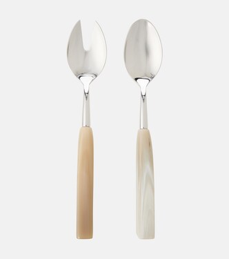 Horn and stainless steel salad serving set | Brunello Cucinelli