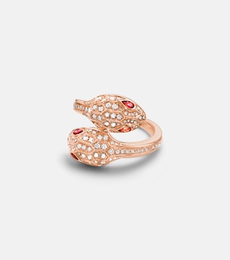 Serpenti Seduttori 18kt rose gold ring with diamonds and rubellites | Bvlgari