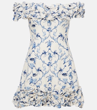 فستان قصير من القطن بأكتاف مكشوفة Jardin | Agua by Agua Bendita