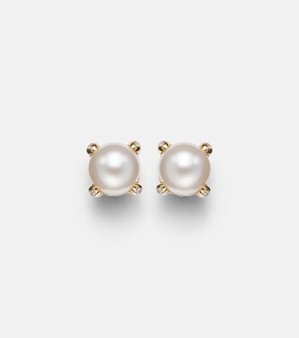 Ohrringe Pearl Classics aus 18kt Gelbgold mit Diamanten und Süßwasserperlen | David Yurman