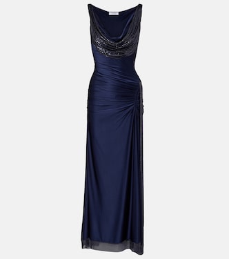 Embellished gathered satin maxi dress | Rabanne
