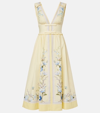 Floral cotton poplin midi dress | Self-Portrait