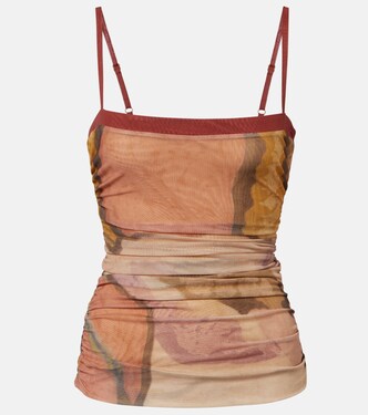 Gathered printed mesh tank top | SIR